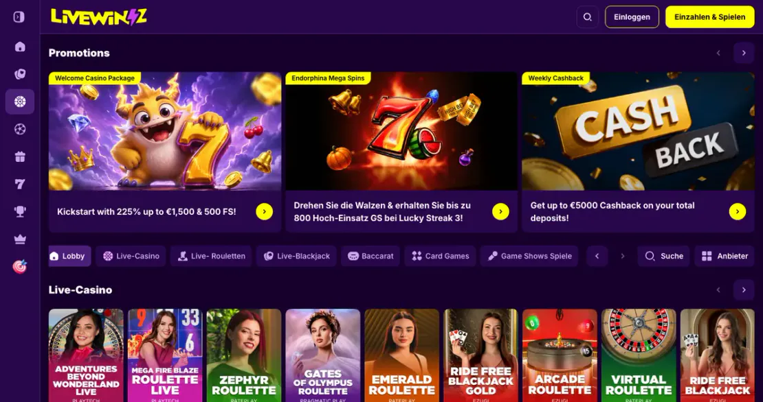 Live-Casino-Bereich von livewinz88.com
