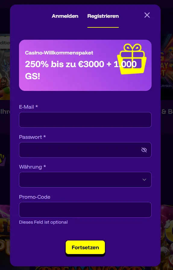 LiveWinz Casino Registrierung und Konto erstellen